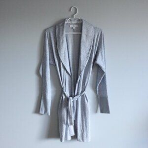 Ande Women's Small Grey Soft‎ Casual Belted Collared Long Sleeve Cardigan Robe